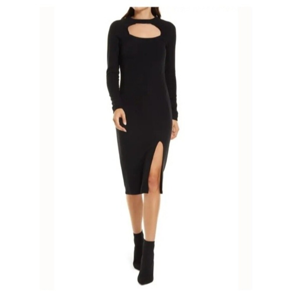 Chelsea28 Mock Neck Cutout Long Sleeve Midi Sweater Dress size XS